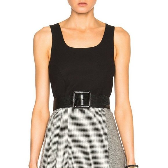 ISA ARFEN UK New Cropped Vest TOP Blouse Stretch Cotton Full Back Zip BLACK πHP - Picture 2 of 11